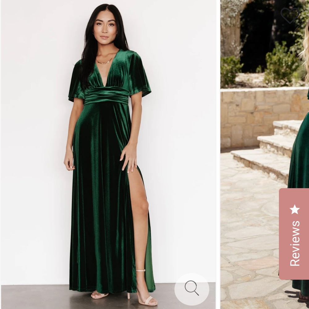 Elegant Green Velvet Maxi Dress